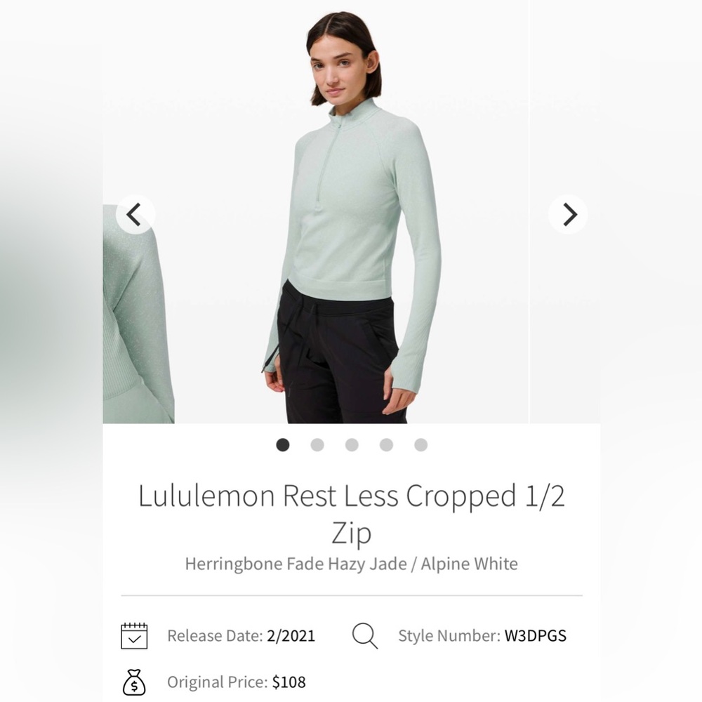 Lululemon Rest Less Cropped Half-Zip